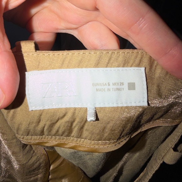 Zara satin trousers with gold belt - Picture 2 of 2